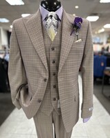 Tayion Tayion Peak Lapel Check Vested Suit