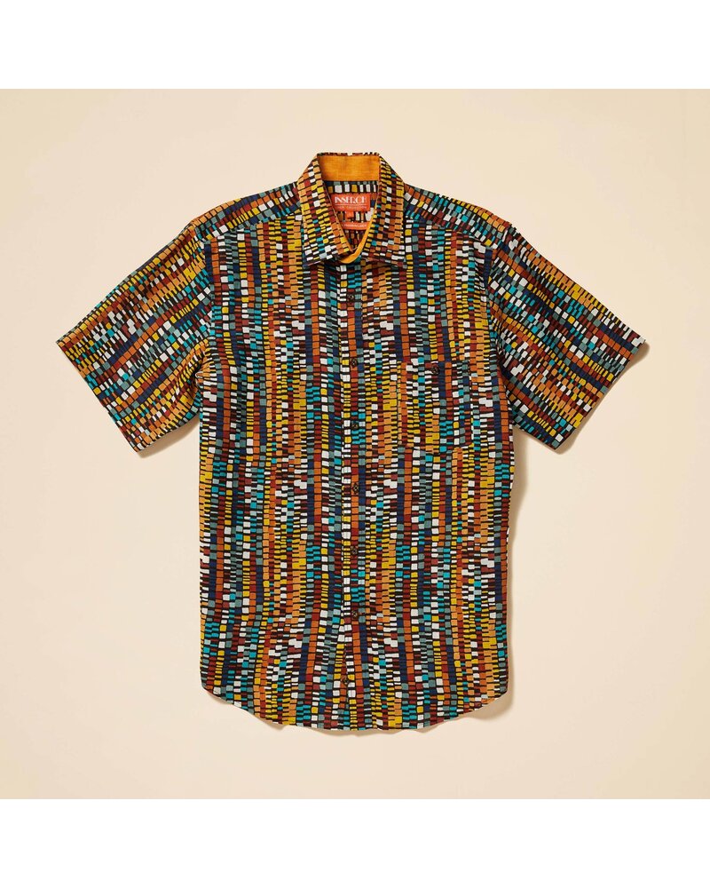 Inserch S/S Geo Print Linen Shirt