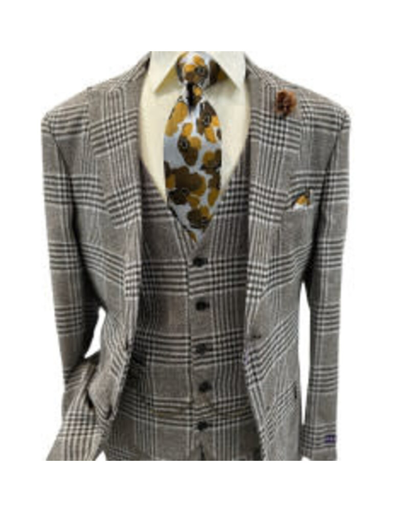 Stevenland Steven Land Glen Plaid Flannel Vested Suit