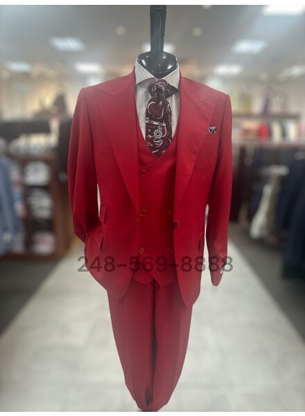 Tiglio Tiglio Gaberdine Vested Suit (Solid Orvietto)