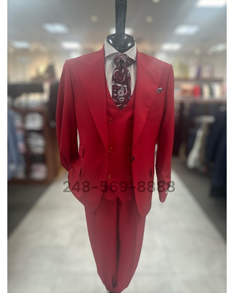 Tiglio Tiglio Gaberdine Vested Suit (Solid Orvietto)