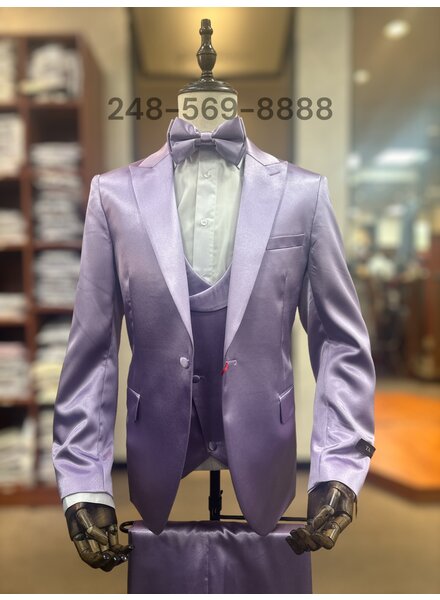 Tazio Tazzio Satin Vested Suit W/Bow Tie