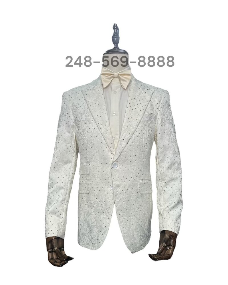 Angelino Angelino Jacquard Stone Blazer
