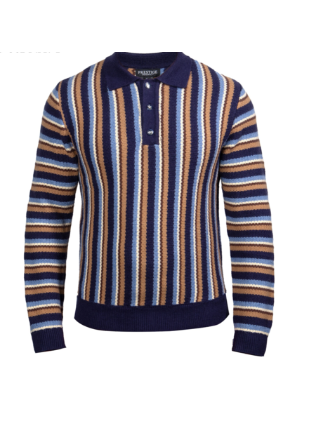 Prestige Prestige L/S Stripe Polo Sweater