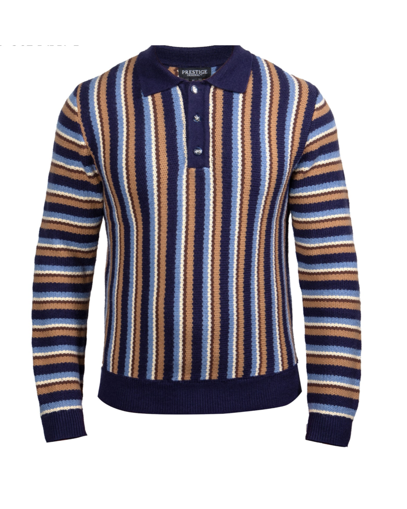 Prestige Prestige L/S Stripe Polo Sweater