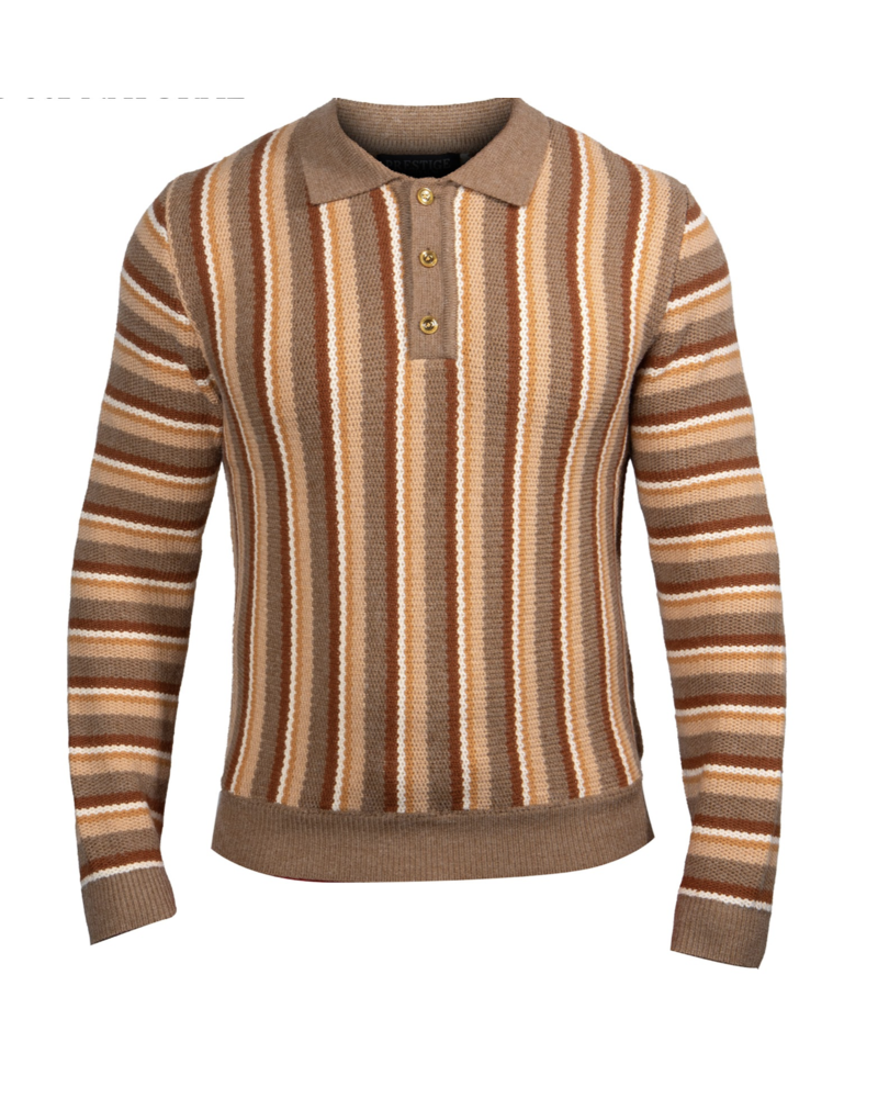Prestige Prestige L/S Stripe Polo Sweater