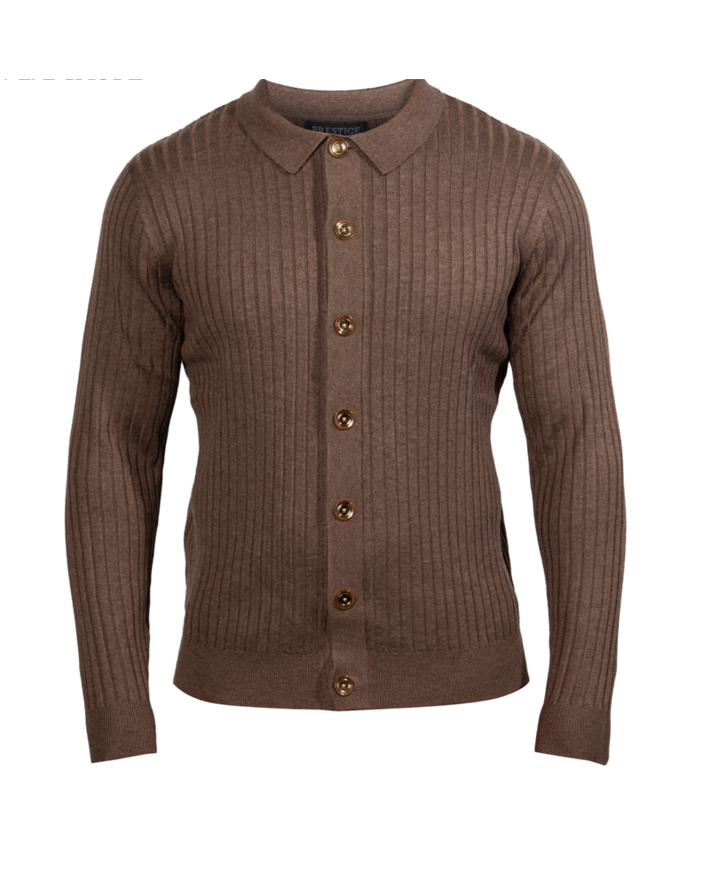 Prestige Prestige L/S Button Down Jacquard Sweater