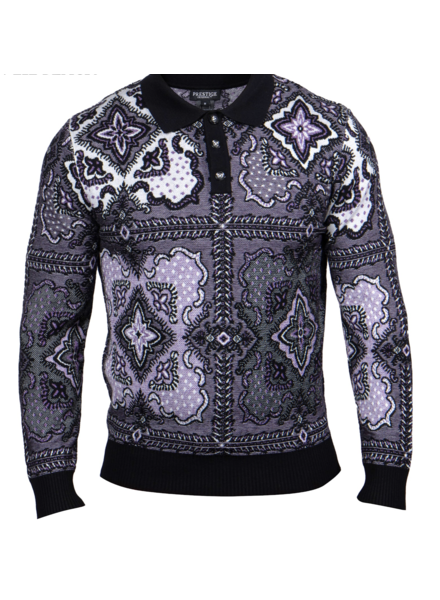 Prestige Prestige L/S Textured Polo Sweater