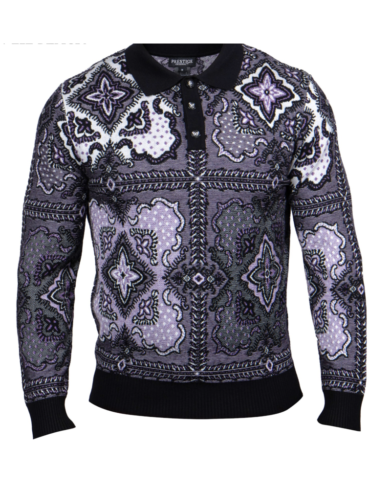 Prestige Prestige L/S Textured Polo Sweater