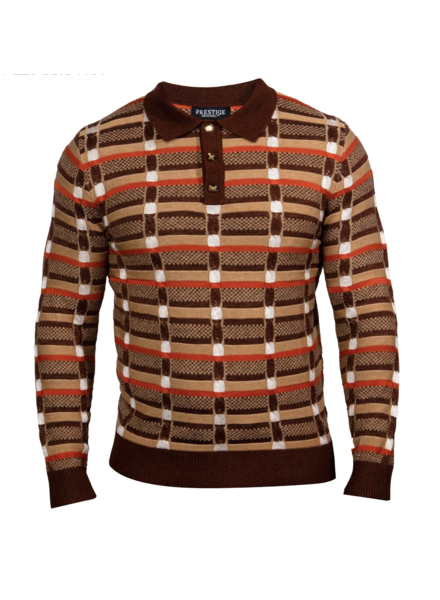 Prestige Prestige L/S Tri Tone Cable Polo Sweater