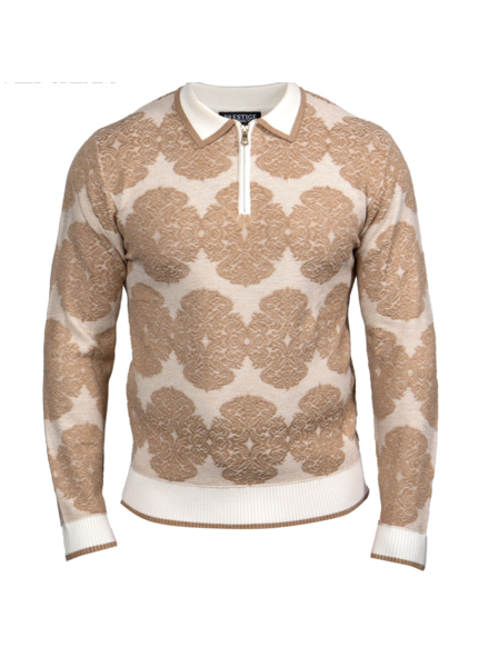 Prestige Prestige L/S Polo Half Zip Textured Sweater