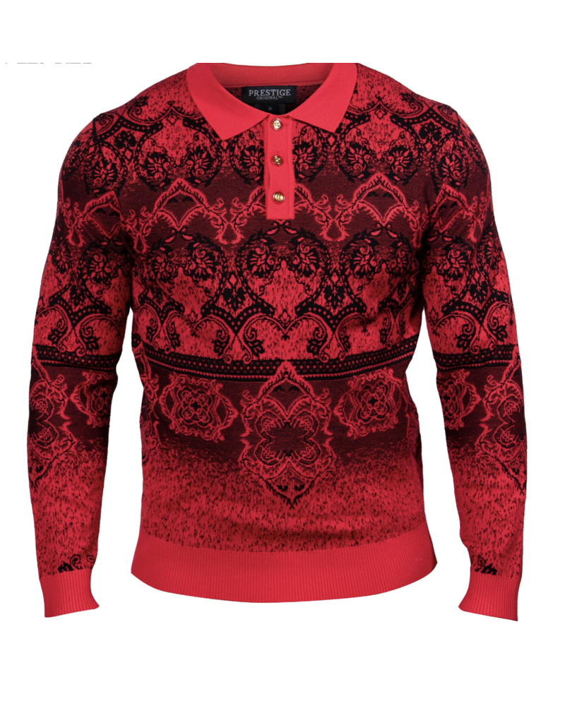 Prestige Prestige L/S Jacquard Polo Sweater