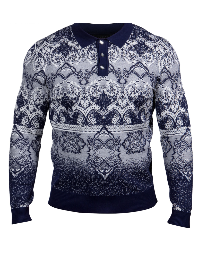 Prestige Prestige L/S Jacquard Polo Sweater