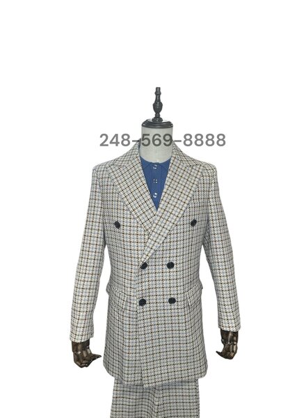 Lanzzino Lanzzino D/B Window Pane Tweed Suit