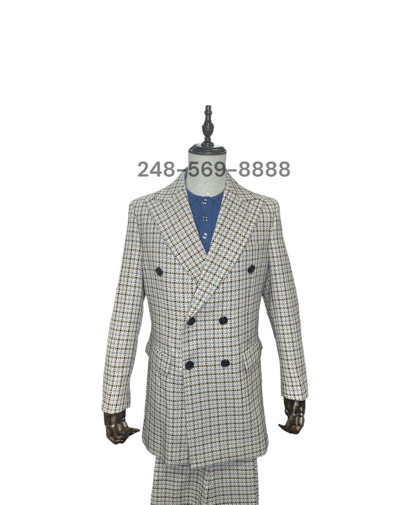 Lanzzino Lanzzino D/B Window Pane Tweed Suit
