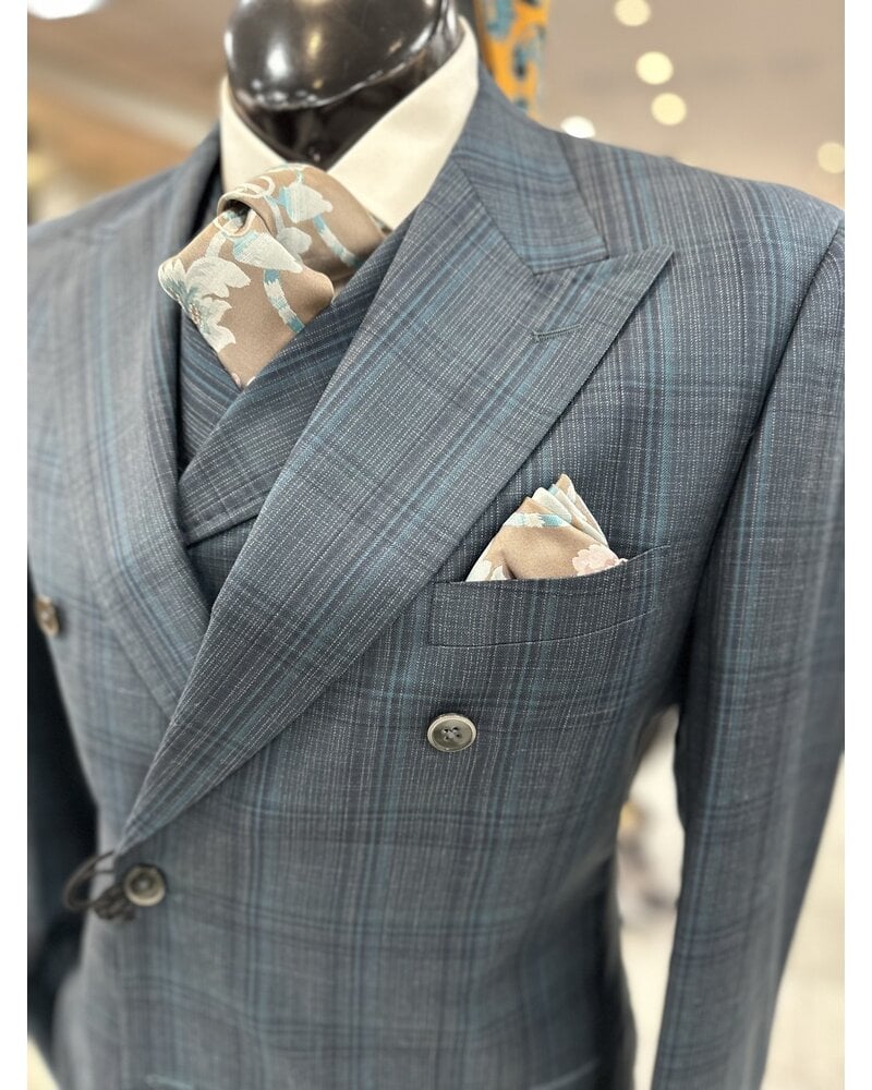 Tiglio Tiglio D/B Window Pane Suit W/Vest