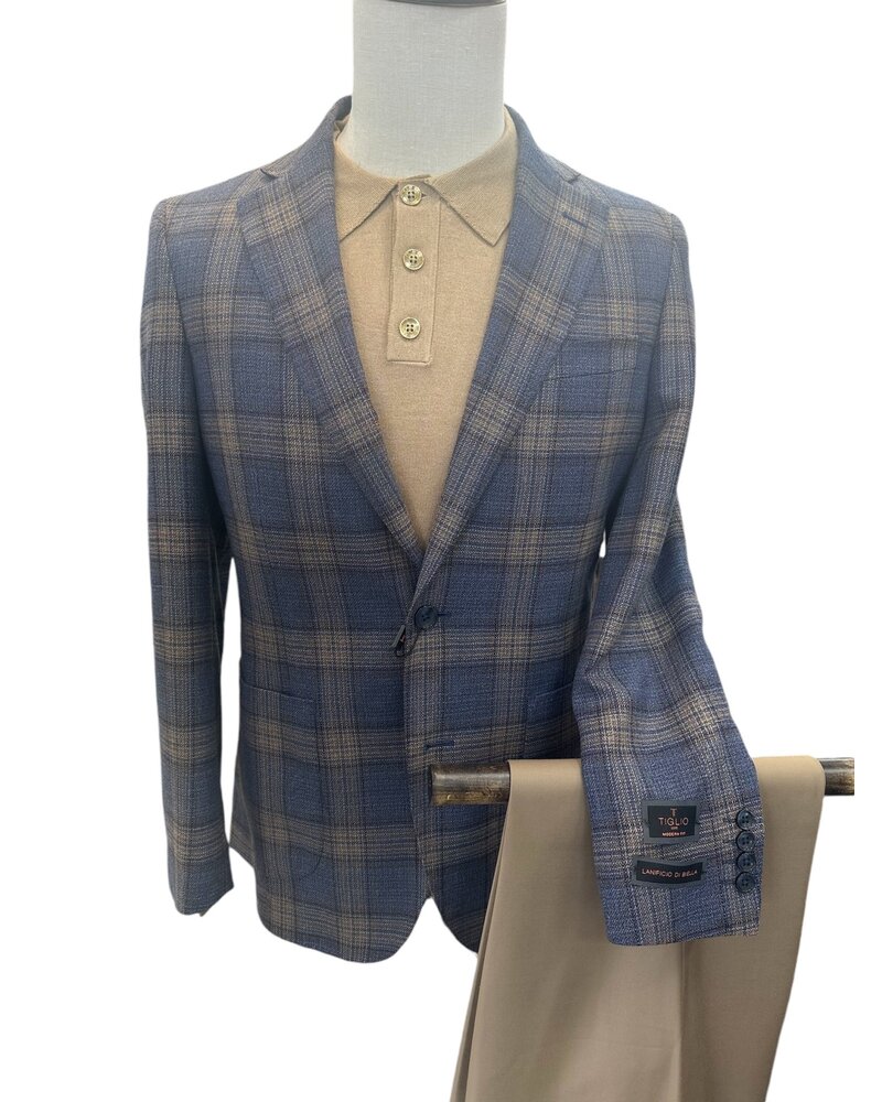 Tiglio Tiglio 2B Wool Plaid Blazer