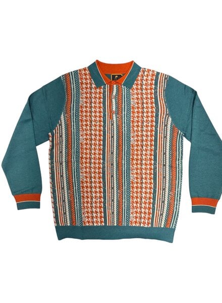 Cigar Cigar L/S Houndstooth Polo Knit Sweater