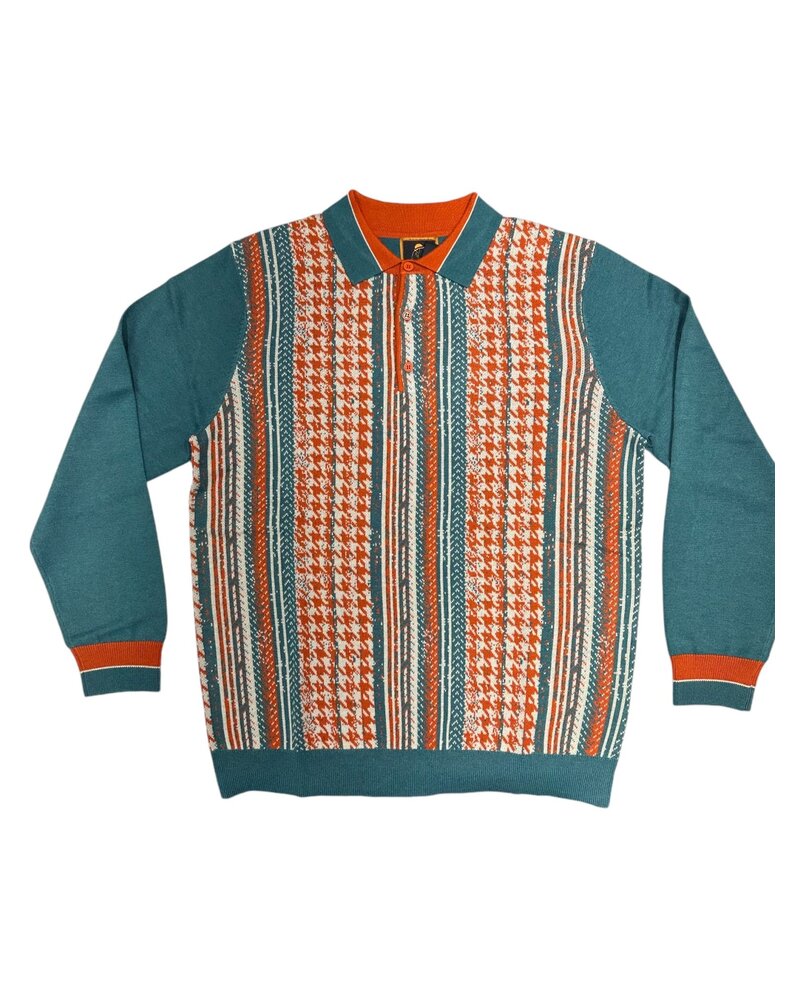 Cigar Cigar L/S Houndstooth Polo Knit Sweater
