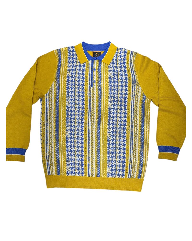 Cigar Cigar L/S Houndstooth Polo Knit Sweater