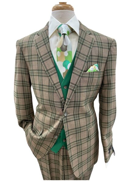 Vitali Vitali 2B Plaid Suit W/Solid Vest