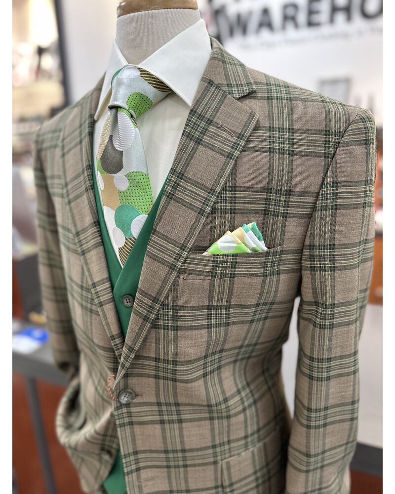 Vitali Vitali 2B Plaid Suit W/Solid Vest