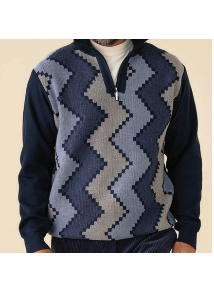 Inserch Zig Zag Half Zip Sweater