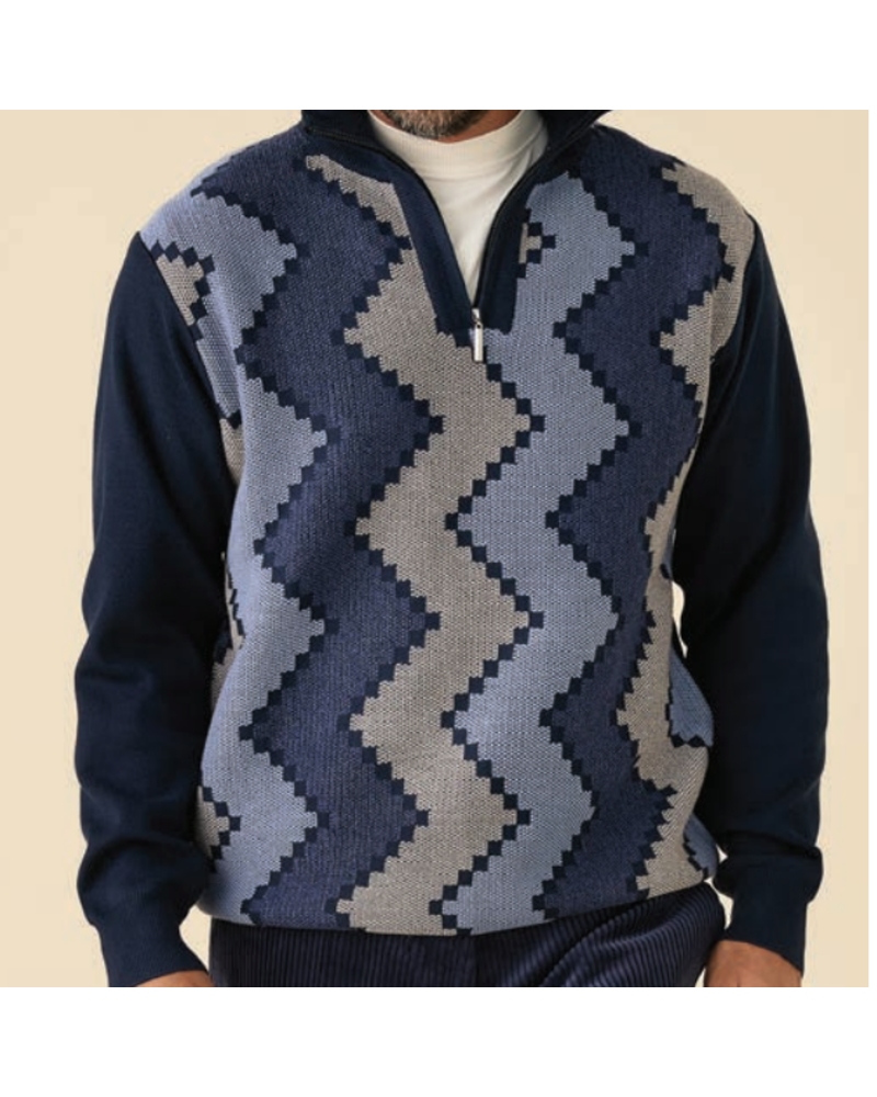 Inserch Zig Zag Half Zip Sweater