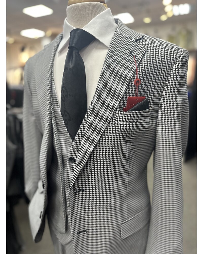 Mazari Mazari 2B Vested Houndstooth Suit