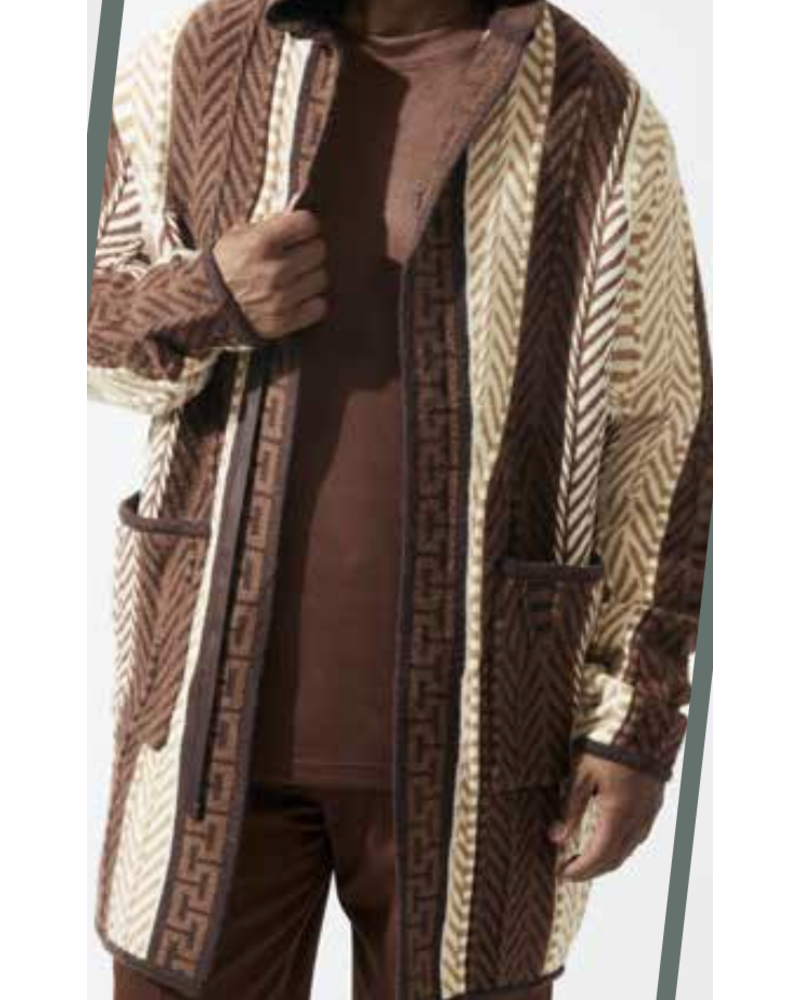 Silversilk Silversilk Greek Key Hooded Cardigan