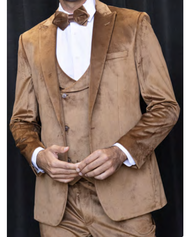 Manzini Velvet Suit W/Double Breasted Vest