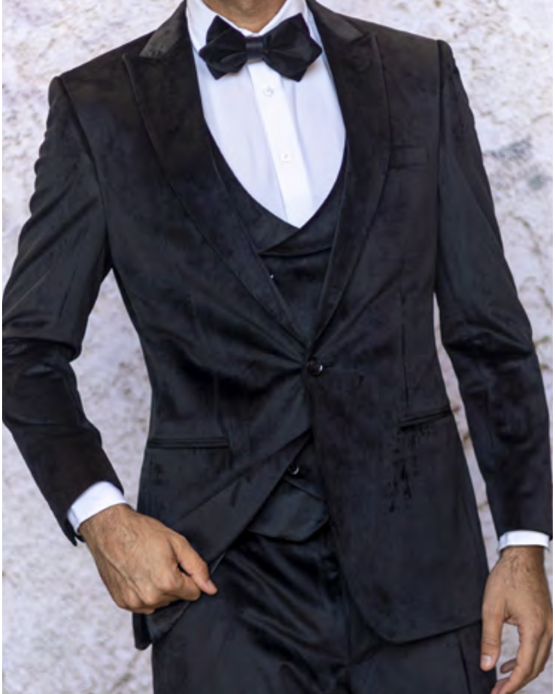 Manzini Velvet Suit W/Double Breasted Vest