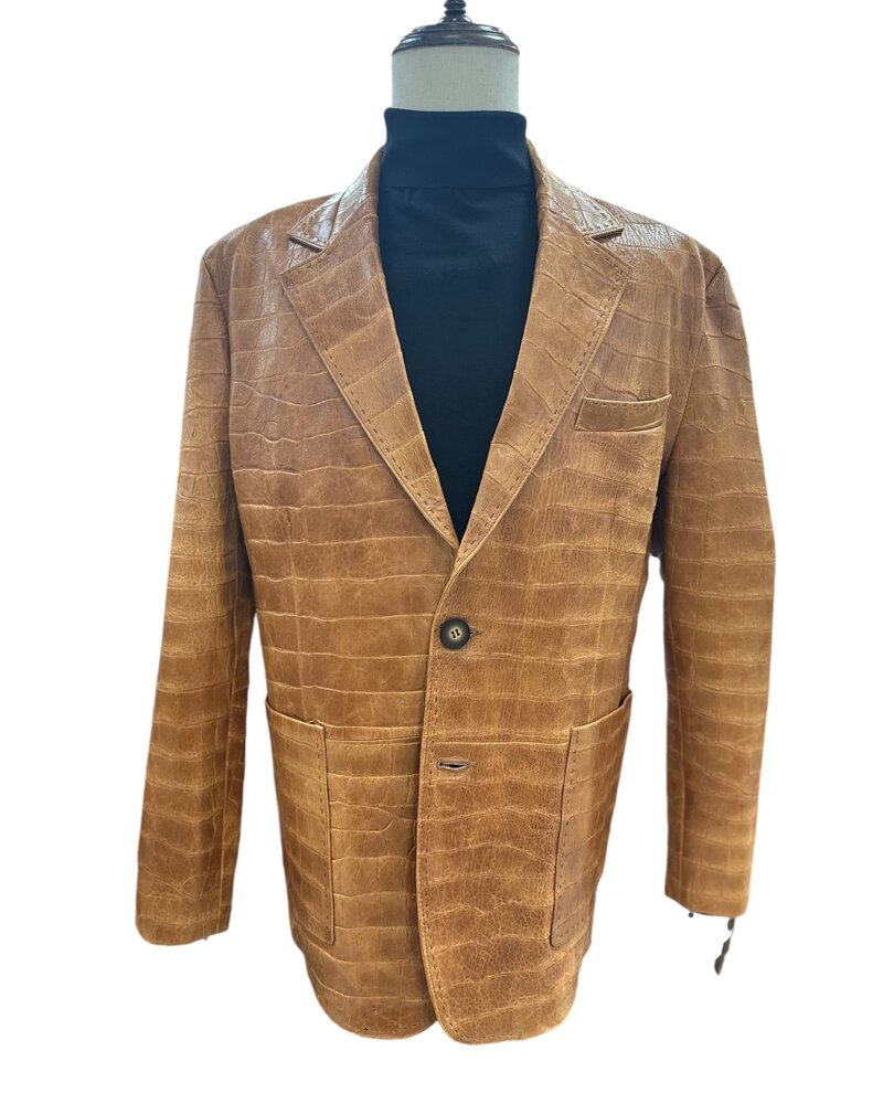 Barya Geniune Leather Embossed Gator Blazer