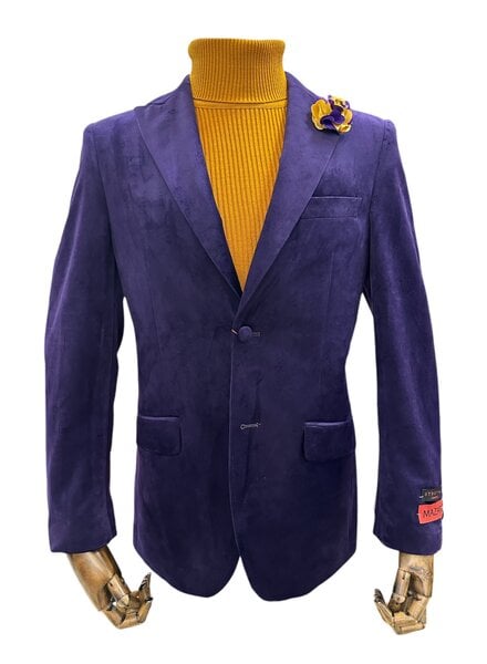 Mazari 2B Peak Lapel Velvet Blazer