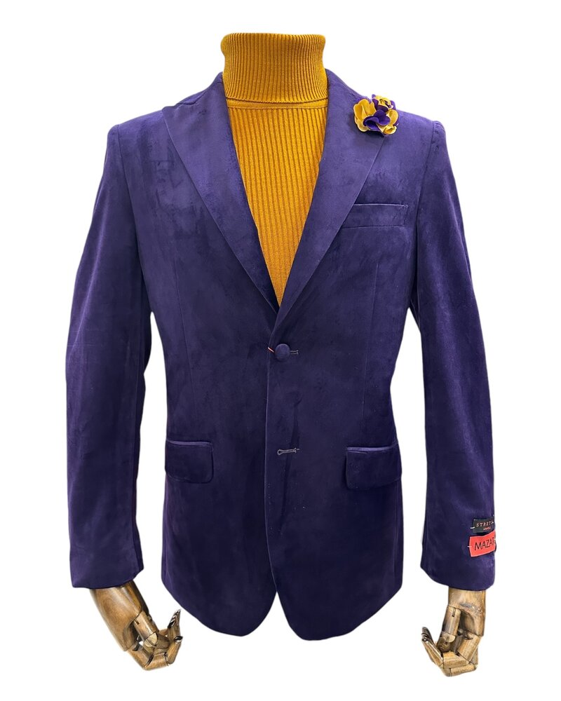 Mazari 2B Peak Lapel Velvet Blazer