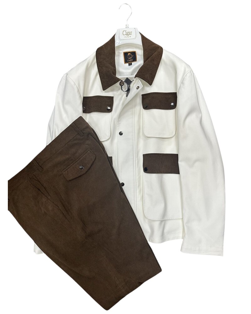 Cigar Cigar Bomber Jacket & Pant Set W/Corduroy