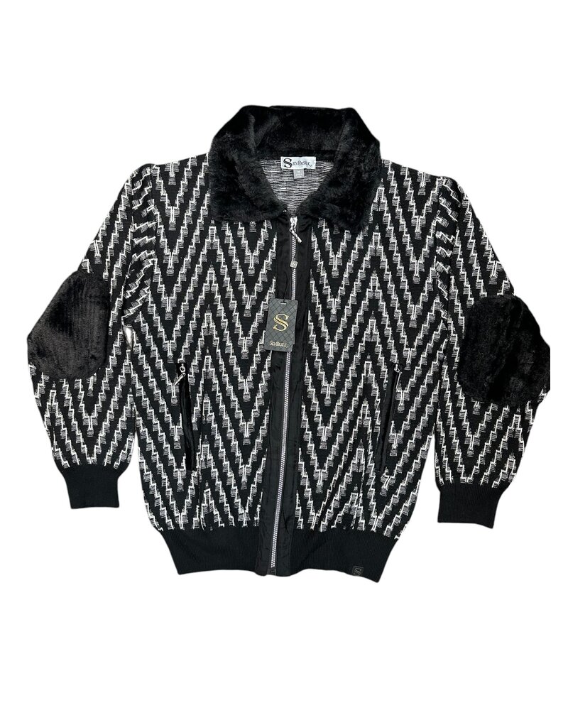 Silversilk Silversilk Full Zip Fur Collar Sweater
