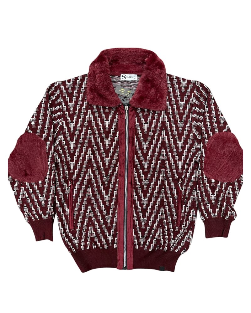 Silversilk Silversilk Full Zip Fur Collar Sweater
