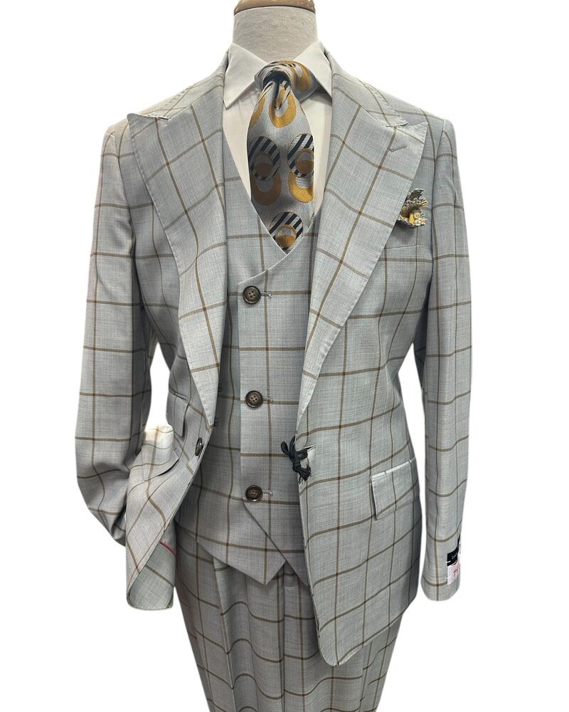 Tiglio Tiglio Window Paine Vested Suit (Orvietto)
