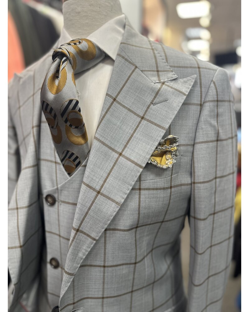 Tiglio Tiglio Window Paine Vested Suit (Orvietto)