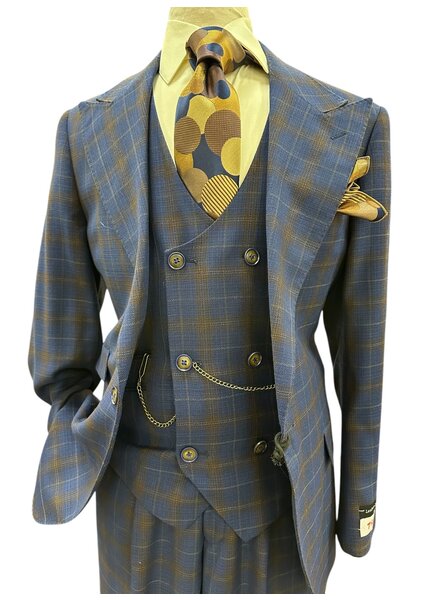 Tiglio Tiglio Plaid Vested Suit (Orvietto)