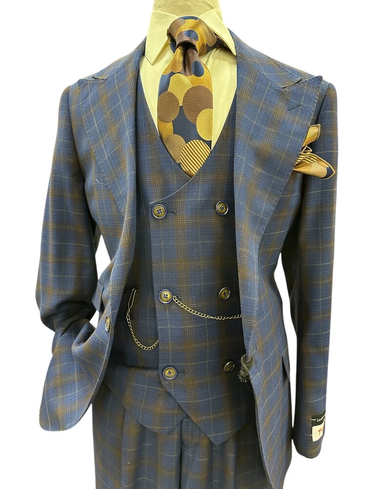 Tiglio Tiglio Plaid Vested Suit (Orvietto)