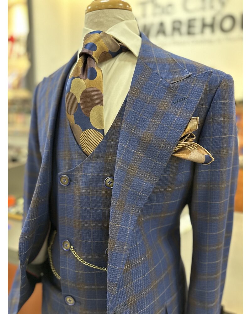 Tiglio Tiglio Plaid Vested Suit (Orvietto)