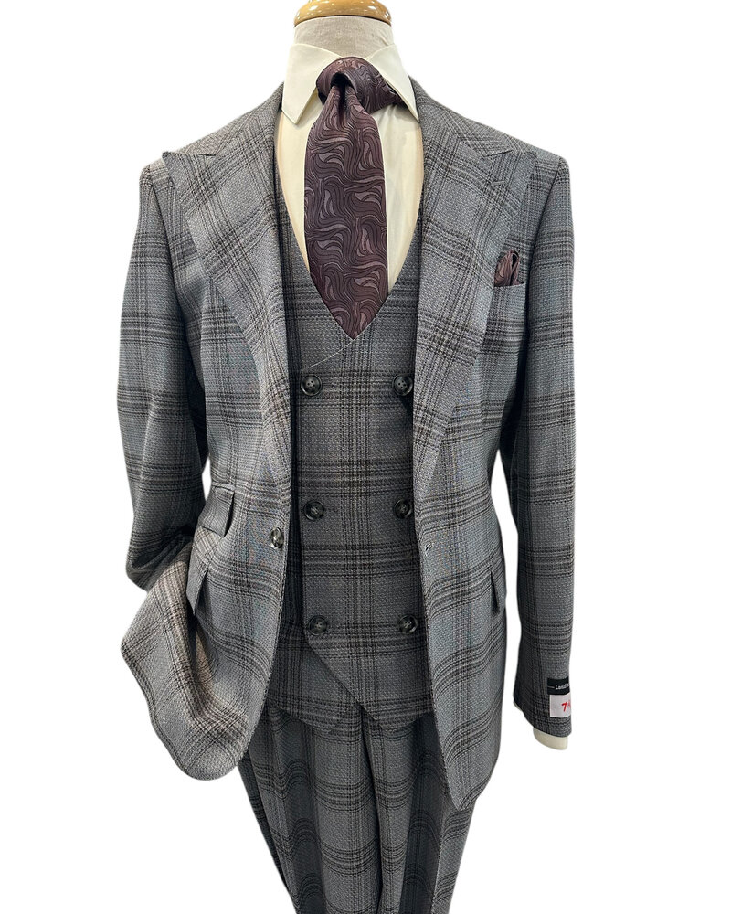 Tiglio Tiglio Window Paine Gaberdine Vested Suit