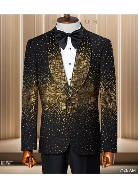 1 Button Mid Fade Rhinestone Suit