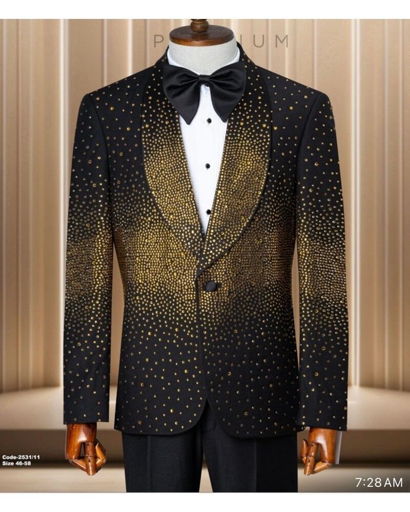 1 Button Mid Fade Rhinestone Suit