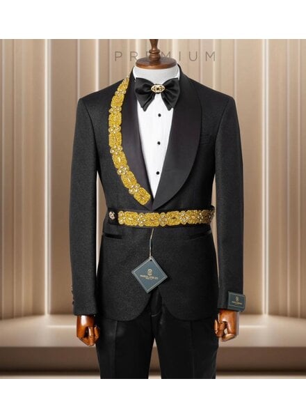 Shawl Lapel W/Stone Wrap Belt Suit