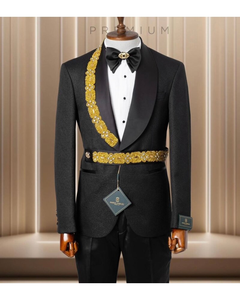 Shawl Lapel W/Stone Wrap Belt Suit