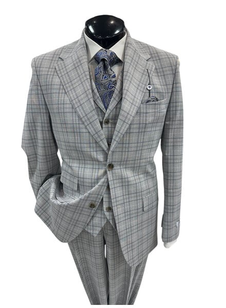 Tayion Tayion 2B Plaid Vested Suit