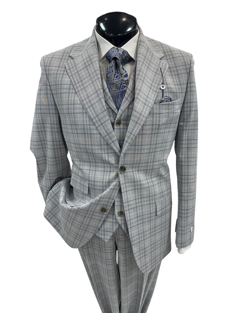 Tayion Tayion 2B Plaid Vested Suit